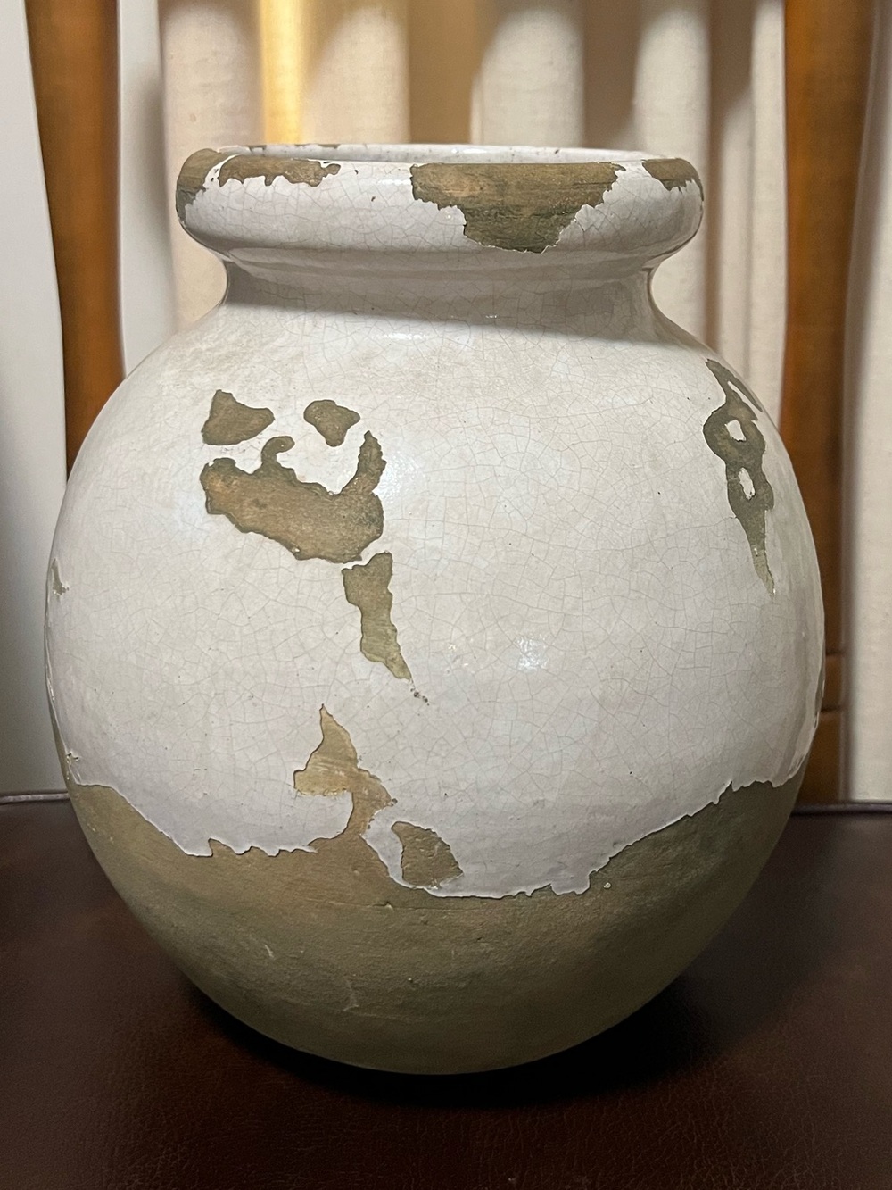 Pottery Barn Large Tuscany Glaze Terracotta Urn - Terra Cotta Jug Jar White Vase